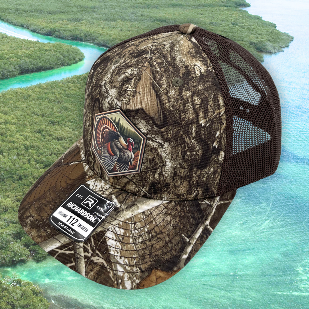 Turkey Scouting - Custom Leatherette Patch Hat, Richardson 112 Snapback Trucker Cap