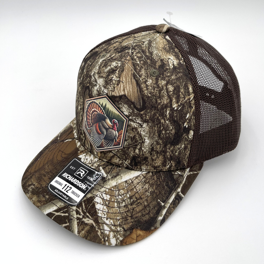 Turkey Scouting - Custom Leatherette Patch Hat, Richardson 112 Snapback Trucker Cap
