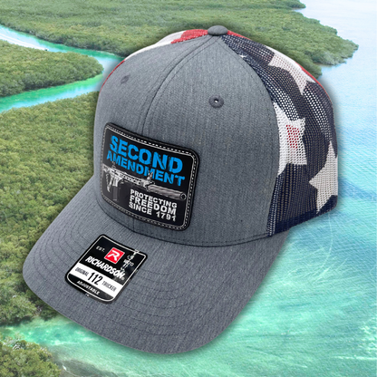 Second Amendment - Custom Leatherette Patch Hat, Richardson 112 Snapback Trucker Cap