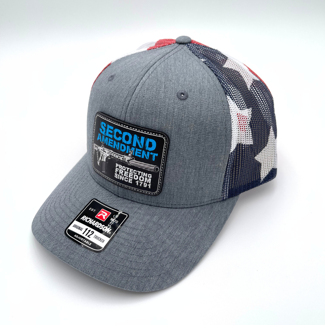 Second Amendment - Custom Leatherette Patch Hat, Richardson 112 Snapback Trucker Cap
