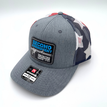 Second Amendment - Custom Leatherette Patch Hat, Richardson 112 Snapback Trucker Cap