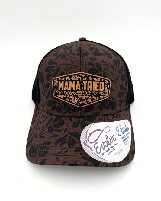 Mama Tried - Custom Leatherette Patch Ponytail Hat