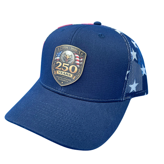 250th Eagle Shield - America250 Semiquincentennial Custom Leatherette Patch Hat
